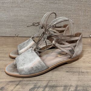 PAUL GREEN Morea Women's 7 Lace Up Strappy Gladiator Sandals Gray Nubuck Leather